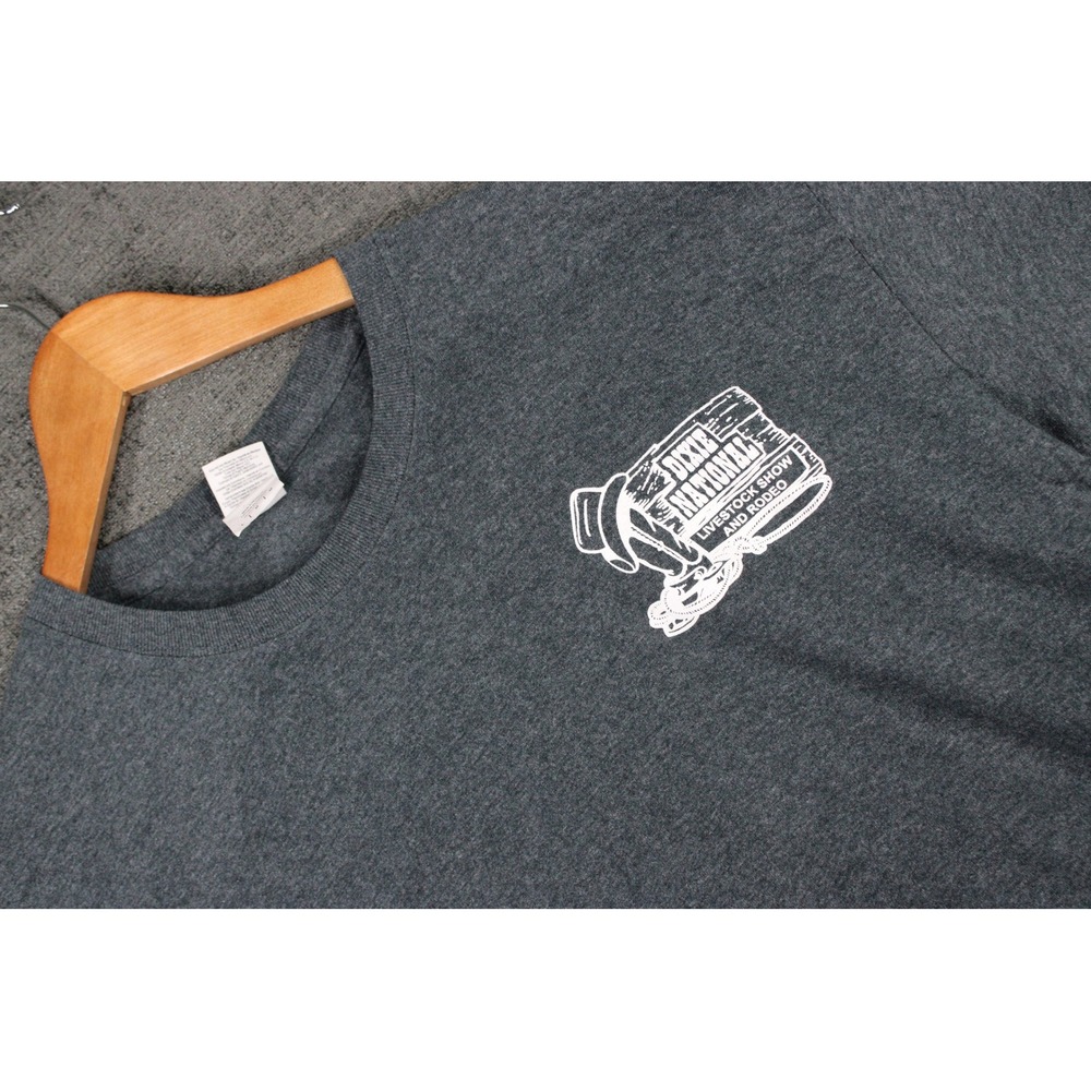 Gildan Dixie National Livestock Show Rodeo T-Shirt Mens Large Gray Graphic Tee